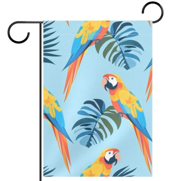 Tropical Parrots Summer Pattern Garden Flag Double Sided House Flag for Outdoor Home, Personalized All Year Round Yard Decor 12 x 18 Inch