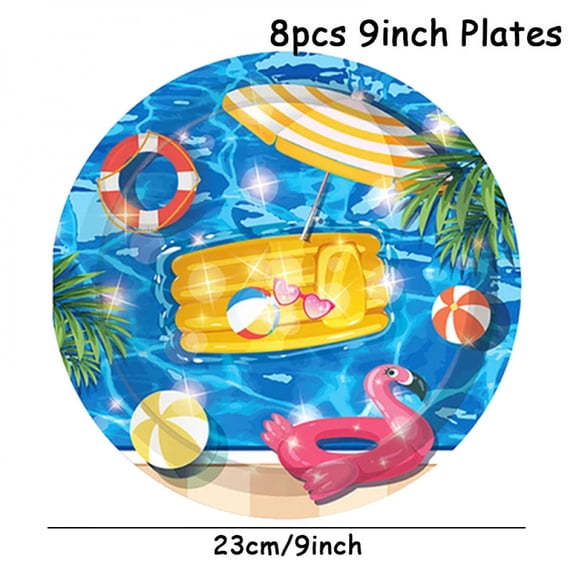 Tropical Party Disposable Tableware Set Plates Cups Napkins Hawaiian Birthday Party Supplies Summer Pool Aloha Luau Party Decor
