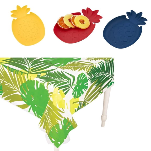 Tropical Party Pineapple-Themed Serving Tableware Kit  13 pc
