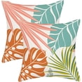 thumbnail image 1 of Tropical Pillow Covers 16x16 Green Teal Aqua Blue Coral Orange Palm Leaves Plant Throw Pillows for Couch Summer Leaf Pillowcase Outdoor Decorative Cushion Case for Sofa Bed Decorations Set of 2, 1 of 6