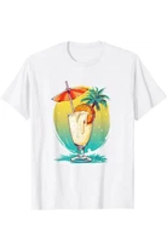 Tropical Pina Colada Fruit Fun Refreshing Vibes Summer Vacation Graphic Tee Unisex T-Shirt ,up to size 5XL