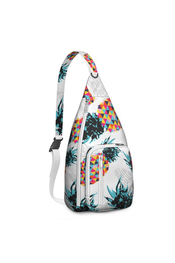 Tropical Pineapple Backpack - Golden Fruit & Flowers Print, Fashionable Multi-Functional Travel Pack
