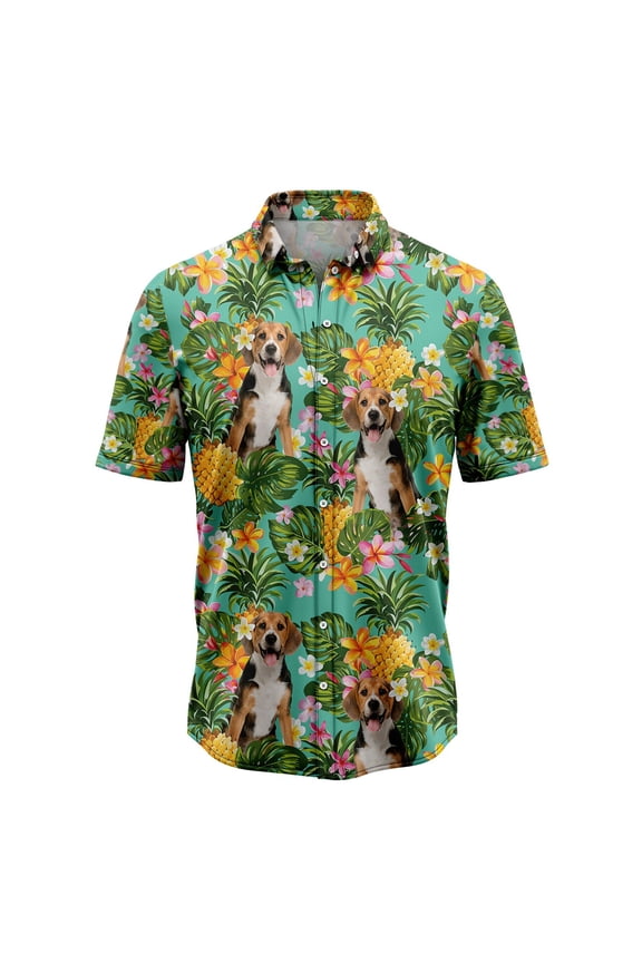 Tropical Pineapple Beagle Aloha Hawaiian Shirt