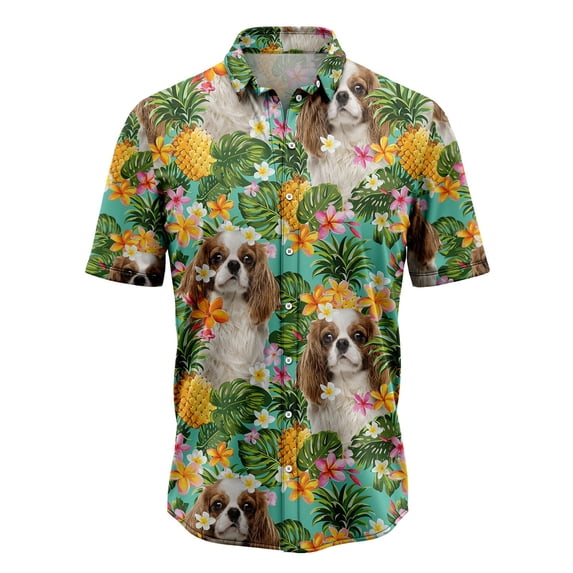 Tropical Pineapple Cavalier King Charles Spaniel Aloha Hawaiian Shirt