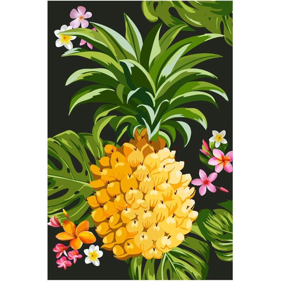 Tropical Pineapple Double Sided Summer Garden Flag Floral Outdoor Yard Flag 12" x 18"