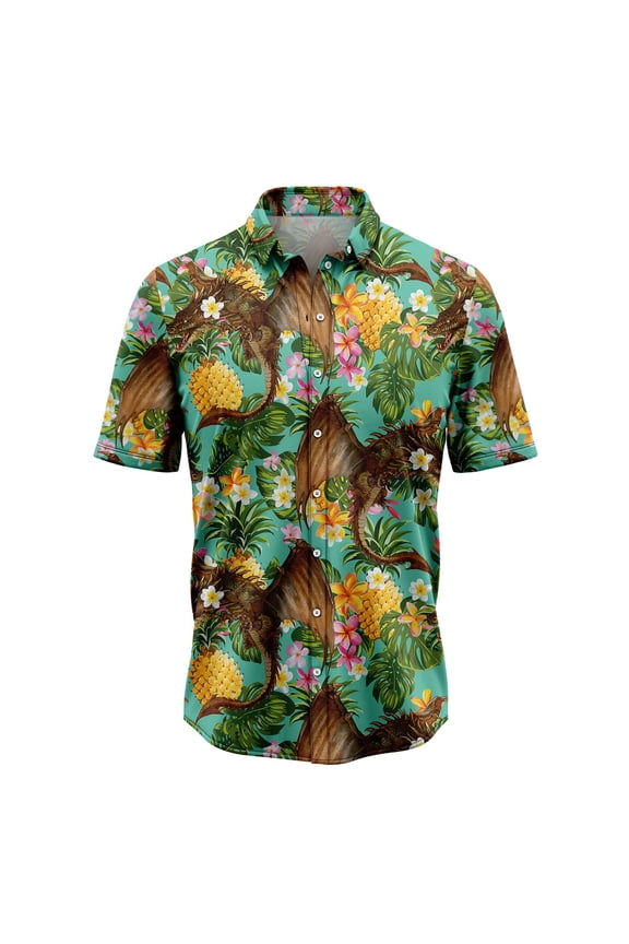 Tropical Pineapple Dragon Aloha Hawaiian Shirt