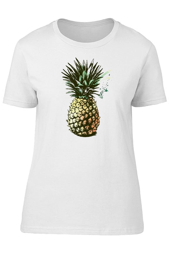 Tropical Pineapple Drawing T-Shirt Women -Image by Shutterstock, Female Large