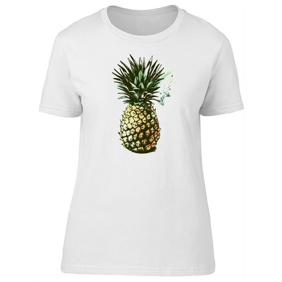 Tropical Pineapple Drawing T-Shirt Women -Image by Shutterstock, Female XX-Large