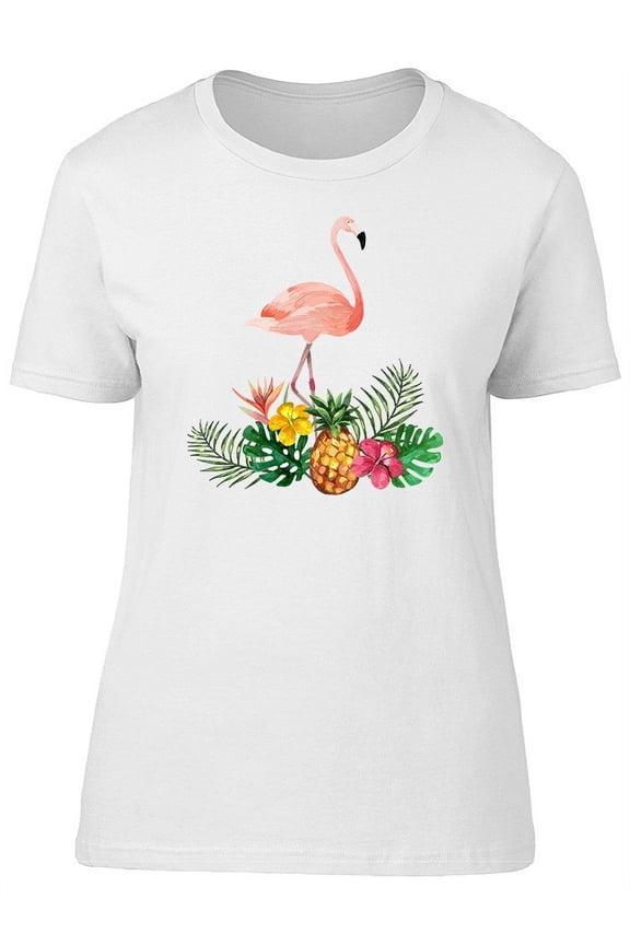 Tropical Pineapple & Flamingo T-Shirt Women -Image by Shutterstock, Female XX-Large