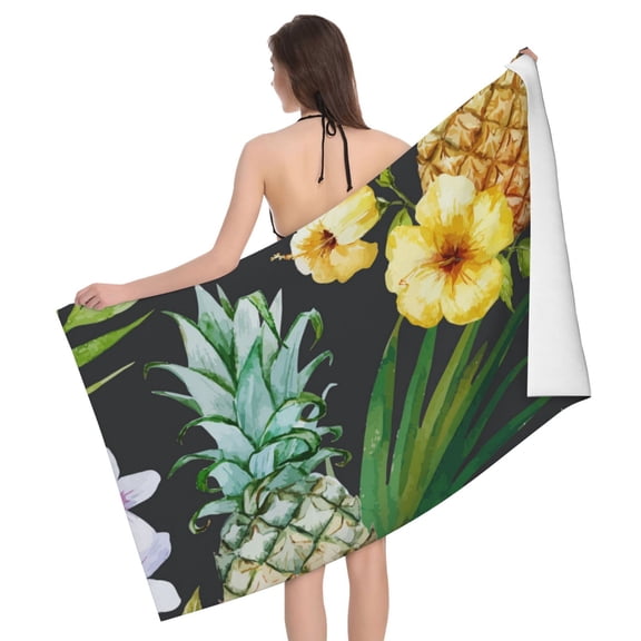 Tropical Pineapple Hawaii Floral Beach Bath Towel Gym Spa Shower Towels Pool Soft 32" X 52" for Men Women