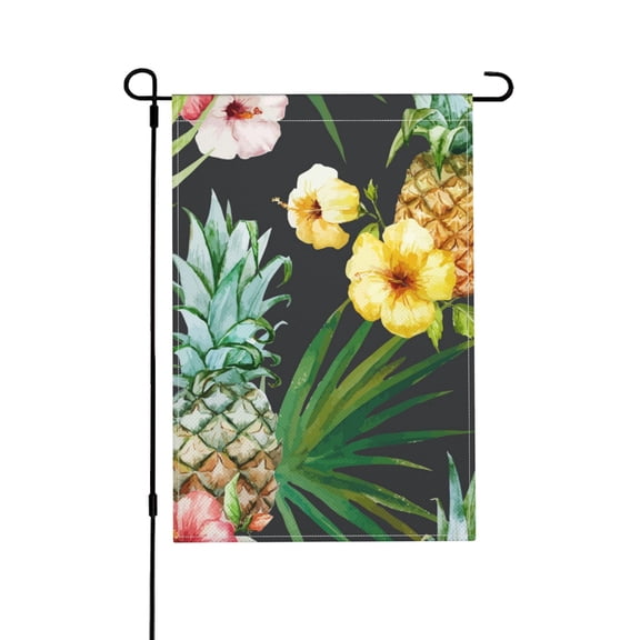 Tropical Pineapple Hawaii Floral Garden Flag Outdoor House Flags 12 X 18 Inch Banner Yard Home Decoration