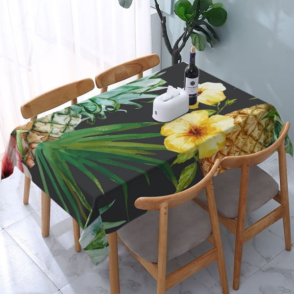 Tropical Pineapple Hawaii Floral Rectangular Tablecloth 54"x 72" Waterproof Rectangle Table Cover Cloth for Kitchen Dining Room Picnic Home Party
