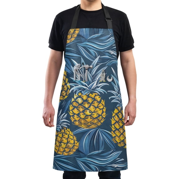 Tropical Pineapple Kitchen Apron with 2 Pockets Adjustable waterproof Cooking Aprons for Women Men Chef