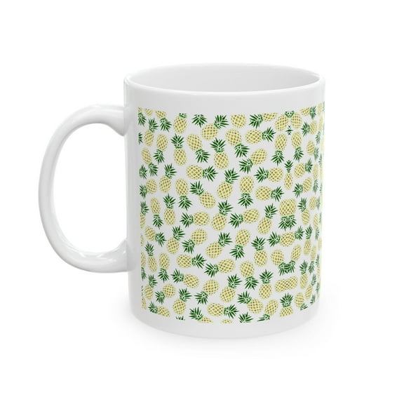 Tropical Pineapple 11 oz Coffee Mug - Fun Gift for Fruit Lovers White Ceramic