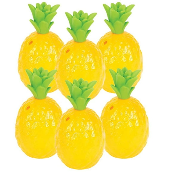 Tropical Pineapple Party Cups - Fun 8oz Drinkware for Luau Celebrations, Perfect for Straw Use, 6-Pack of Vibrant Plastic Cups for Memorable Gatherings