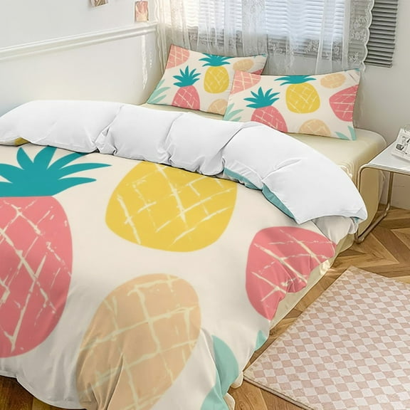 Tropical Pineapple Pattern Bedding Set Couple Bedclothes Pillowcase Customized Home Textiles Bed Set for Bedroom Decoration