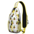 thumbnail image 1 of Tropical Pineapple Pattern Sling Backpack, Summer Fruit Print Crossbody Daypack with Golden Pineapples and Fresh Flowers for Pineapple Lovers, 1 of 6