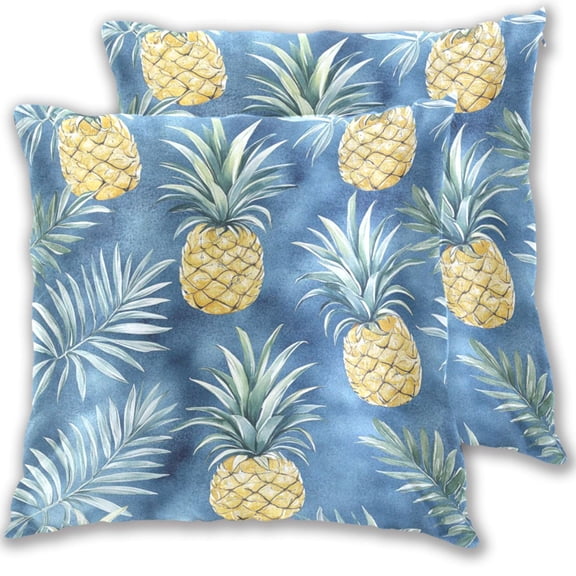 Tropical Pineapple Pattern Throw Pillow Covers 16x16 Inch 2 Packs Decorative Square for Living Room Couch Bed Sofa