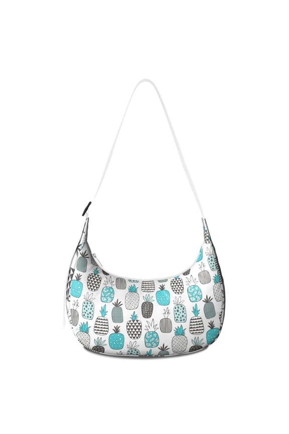 Tropical Pineapple Print Crossbody Handbag for Women, Yellow Hawaiian Shoulder Tote, Lightweight Water-Resistant Hobo Purse, Exotic Summer Fruit Bag for Pineapple Lovers