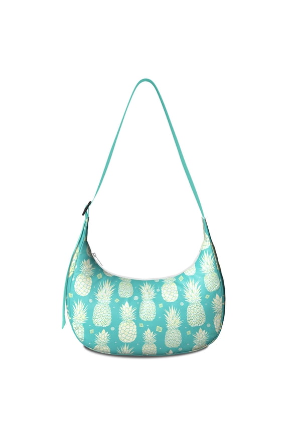 Tropical Pineapple Print Crossbody Handbag for Women, Yellow Hawaiian Shoulder Tote, Lightweight Water-Resistant Hobo Purse, Exotic Summer Fruit Bag for Pineapple Lovers