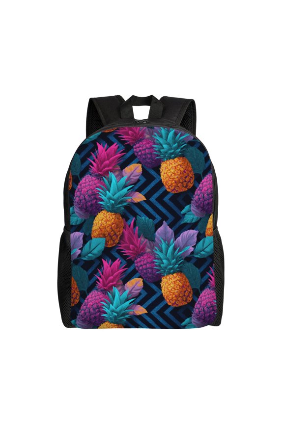 Tropical Pineapple Scene Backpack with 15 Inch Laptop Compartment, Water-Resistant Daypack, Large Capacity Backpack with Adjustable Breathable Shoulder Straps for Daily Use Travel Gym