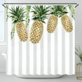 thumbnail image 1 of Tropical Pineapple Shower Curtain Watercolor Design on White Background Green Leaves Perfect for Summer Decor, 1 of 5