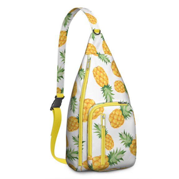 Tropical Pineapple Sling Backpack – Aesthetic Hawaiian Fruit Print Crossbody Daypack for Women, Teens & Summer Lovers – Cute Pineapple & Flower Design Bag for Travel, Beach, Hiking & Vacation Vibes