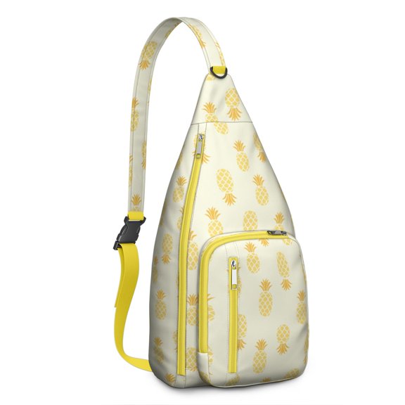 Tropical Pineapple Sling Backpack – Aesthetic Hawaiian Fruit Print Crossbody Daypack for Women, Teens & Summer Lovers – Cute Pineapple & Flower Design Bag for Travel, Beach, Hiking & Vacation Vibes
