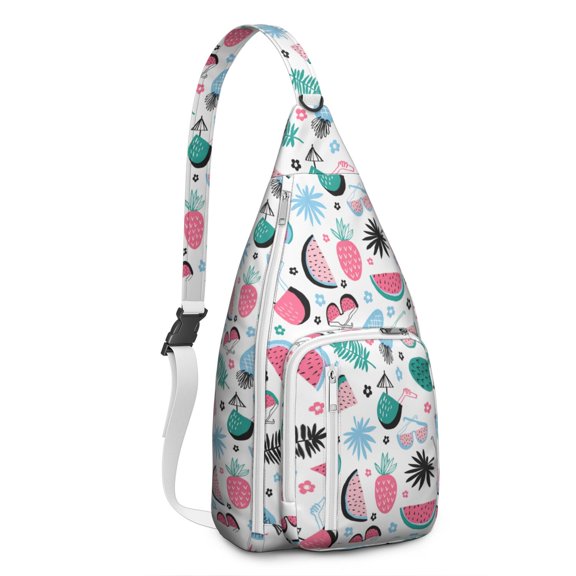 Tropical Pineapple Sling Backpack – Aesthetic Hawaiian Fruit Print Crossbody Daypack for Women, Teens & Summer Lovers – Cute Pineapple & Flower Design Bag for Travel, Beach, Hiking & Vacation Vibes