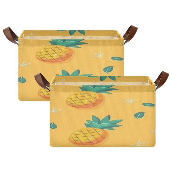 Tropical Pineapples 16.9x11.4x10in Foldable Open Home Storage Bins Durable Water Resistant Shelf Baskets