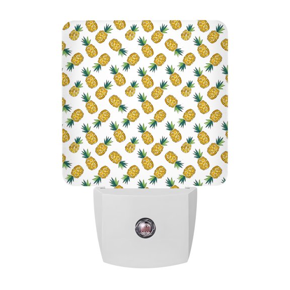 Tropical Pineapples Night Lights, Boho Summer Fruit Slices Rustic Country Smart Auto Dusk to Dawn Sensor Nightlights Plug-in Nightlight for Bedroom Bathroom Living Room Kitchen Hallway