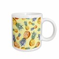 thumbnail image 1 of 3drose, Tropical Pineapples Pattern on a Yellow Background Pattern, 11oz Mug, 1 of 6