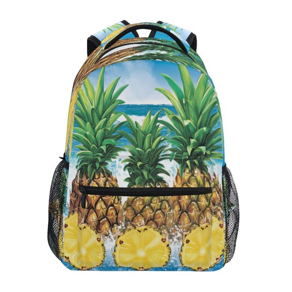 Tropical Pineapples Pattern Stylish Large Backpack 15L Self-Standing Durable Twill for School, Office and Travel Use