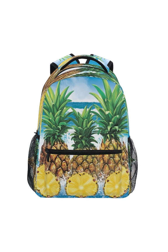 Tropical Pineapples Pattern Stylish Large Backpack 15L Self-Standing Durable Twill for School, Office and Travel Use