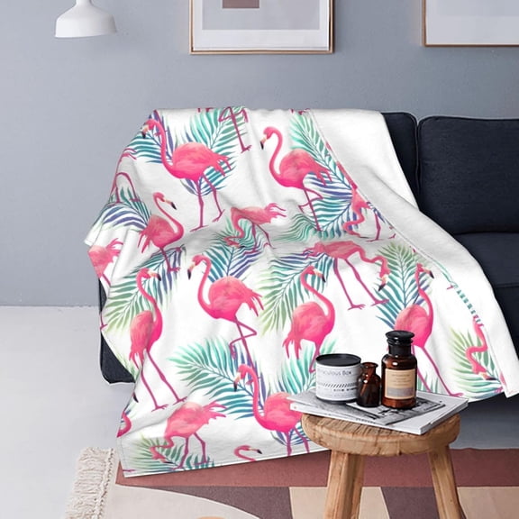 Tropical Pink Flamingo Blanket Soft Bed Blankets Lightweight Cozy Plush Flannel Fleece Blanket for Sofa Couch Bedroom 80"X60"