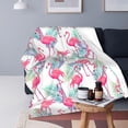 thumbnail image 1 of Tropical Pink Flamingo Throw Blanket Soft Bed Blankets Lightweight Cozy Plush Flannel Fleece Blanket for Sofa Couch Bedroom 50"x40" Small, 1 of 6