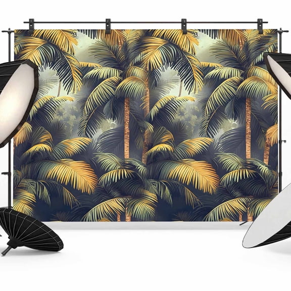 Tropical Plant Backdrop for Photoshoot,Photography Photo Studio Background Wall Backdrop,Summer Botanical Palm Tree Leaves Retro Back Drop Banner Panel for Portraits Wedding Live Streaming 7x5Ft