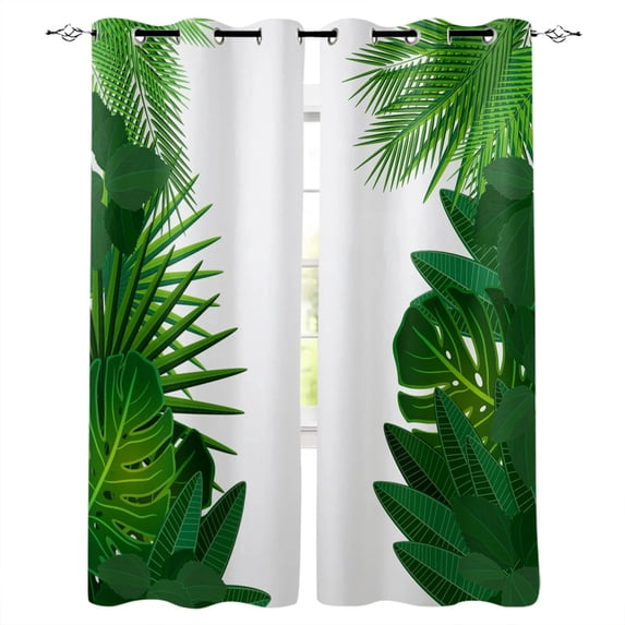 Tropical Plant Banana Leaf Green Window Treatments Curtains Valance Living Room Bathroom Kitchen Outdoor Bedro
