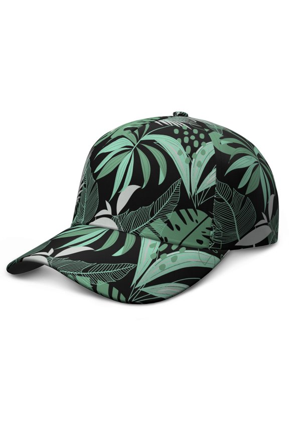 Tropical Plant Baseball Cap, Classic Adjustable Dad Hat with Quick-Drying and Sweat Absorption, Palm Inspired Summer Pattern Performance Hat for Casual Outdoor Sports