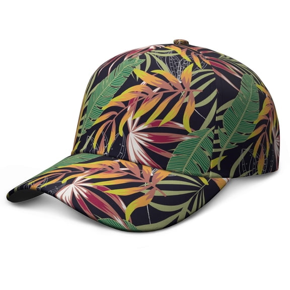 Tropical Plant Baseball Cap, Classic Adjustable Dad Hat with Quick-Drying and Sweat Absorption, Palm Inspired Summer Pattern Performance Hat for Casual Outdoor Sports