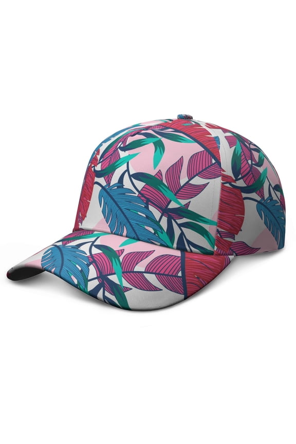 Tropical Plant Baseball Cap, Classic Adjustable Dad Hat with Quick-Drying and Sweat Absorption, Palm Inspired Summer Pattern Performance Hat for Casual Outdoor Sports