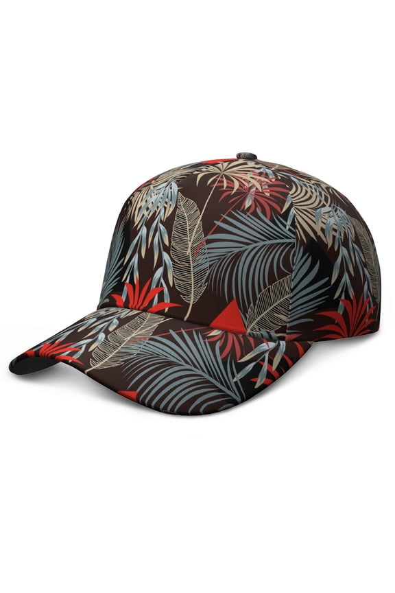 Tropical Plant Baseball Cap, Classic Adjustable Dad Hat with Quick-Drying and Sweat Absorption, Palm Inspired Summer Pattern Performance Hat for Casual Outdoor Sports