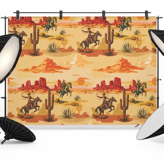Tropical Plant Cactus Photography Backdrop 7x5FT, Western Cowboy Horse Sunset Desert Ethnic Photo Backdrops, Background for Photography Studio Photo Studio Background, Back Drop for Photoshoot