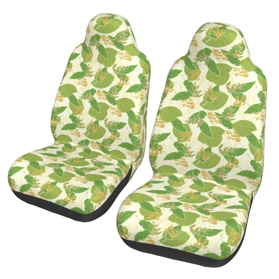Tropical Plant Car Front Seat Covers Protectors , Plants, Tiling, Rainforest, Flowers And Plants Automotive Seat Covers for Cars Trucks Suv