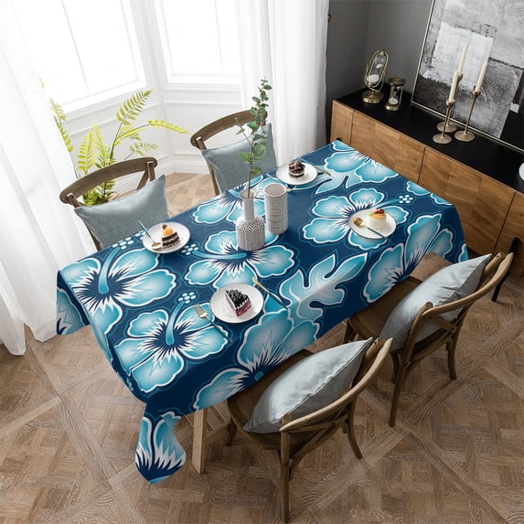 Tropical Plant Hibiscus Flower Table Cloth Waterproof Home Decoration Tablecloth Party Kitchen Dinner Table Cover