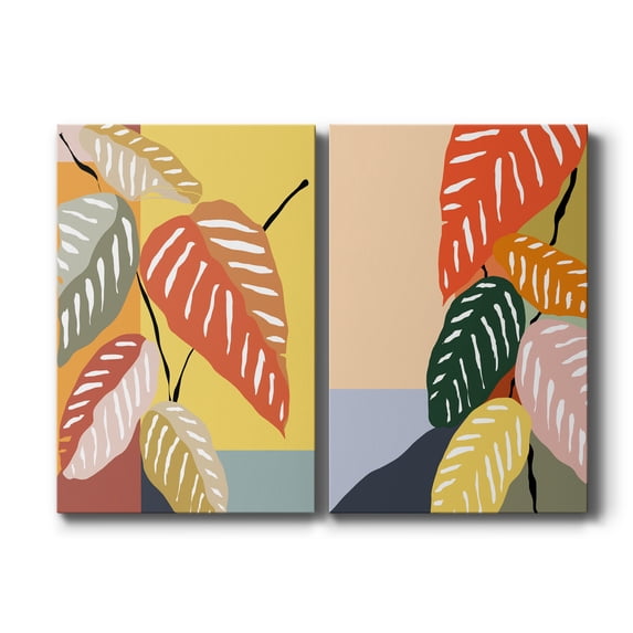 Tropical Plant I Premium Gallery Wrapped Canvas - Ready to Hang - Set of 2 - 24 x 36 Each