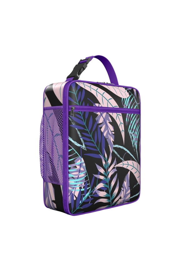 Tropical Plant Jungle Leaves Insulated Lunch Bag – Hawaiian Tropical Leaf Palm Leaf Hawaiian Floral Aloha Colorful Exotic Beach Vacation Palm Inspired Floral Leafy Summer Vibrant Retro Botanical Tote