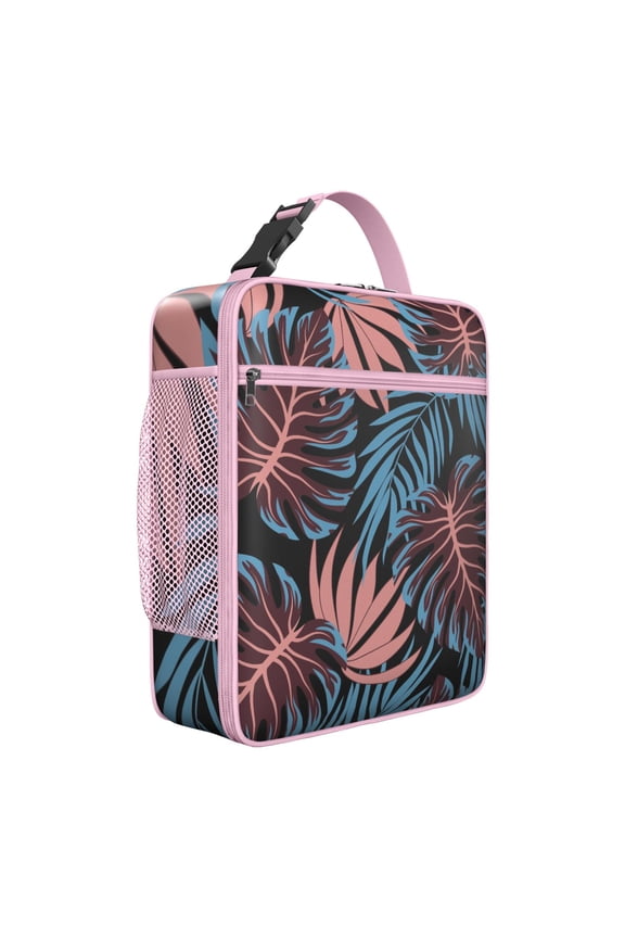 Tropical Plant Jungle Leaves Insulated Lunch Bag – Hawaiian Tropical Leaf Palm Leaf Hawaiian Floral Aloha Colorful Exotic Beach Vacation Palm Inspired Floral Leafy Summer Vibrant Retro Botanical Tote