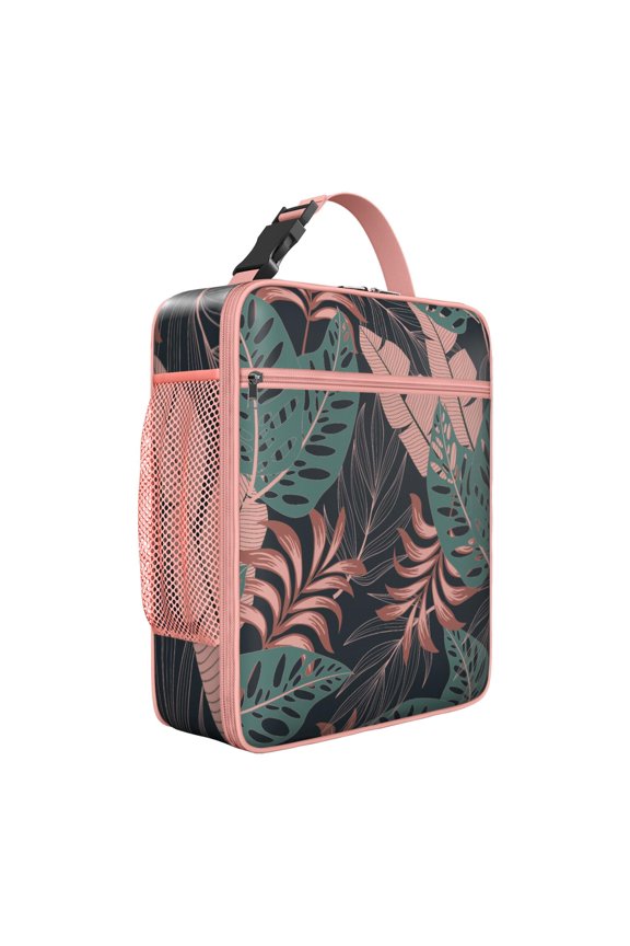 Tropical Plant Jungle Leaves Insulated Lunch Bag – Hawaiian Tropical Leaf Palm Leaf Hawaiian Floral Aloha Colorful Exotic Beach Vacation Palm Inspired Floral Leafy Summer Vibrant Retro Botanical Tote