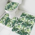 thumbnail image 1 of Tropical Plant Leaf Bathroom Rugs Set Green Palm Leaves Linen Texture Non Slip Absorbent Soft Bath Mats 3 Piece Set with Bathroom Rug, U-Shaped Floor Mat, Toilet Seat Cover Large Size, 1 of 9